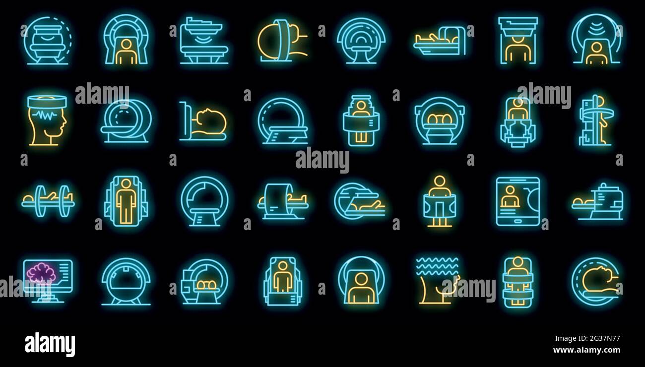 Magnetic resonance imaging icons set. Outline set of magnetic resonance ...