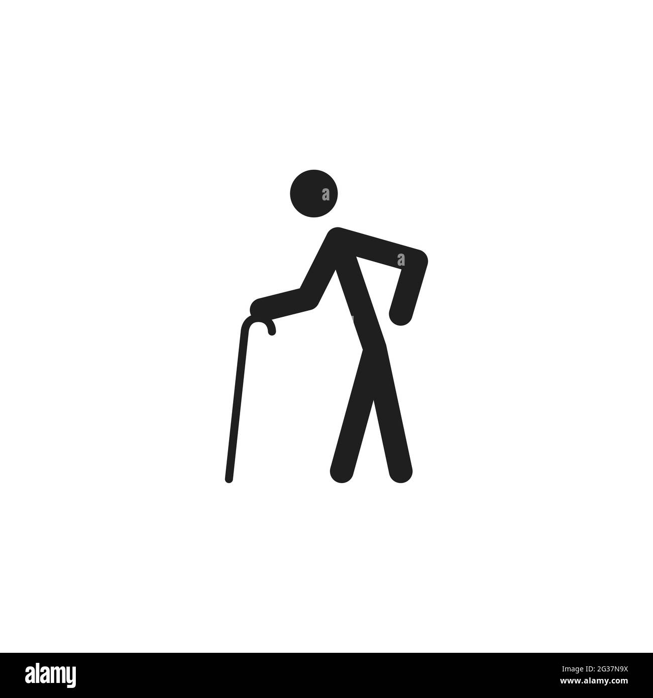 Elderly people with cane silhouette Black and White Stock Photos ...
