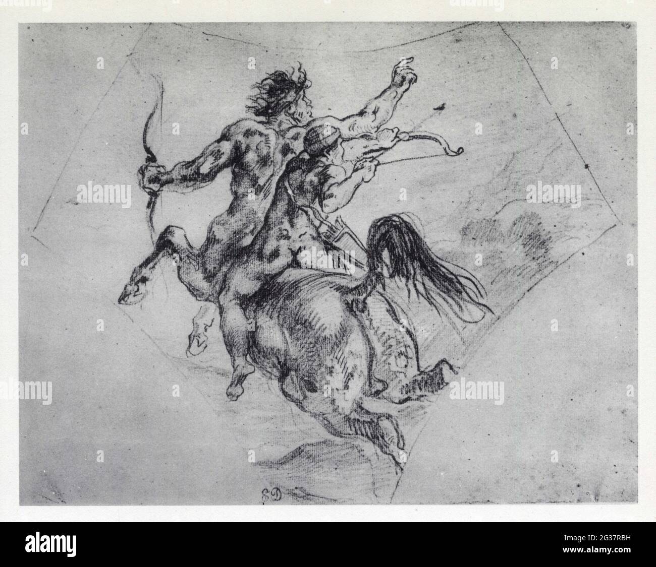 Eugène Delacroix.L'Éducation d'Achille.Vers 1843.Mine de plomb Stock