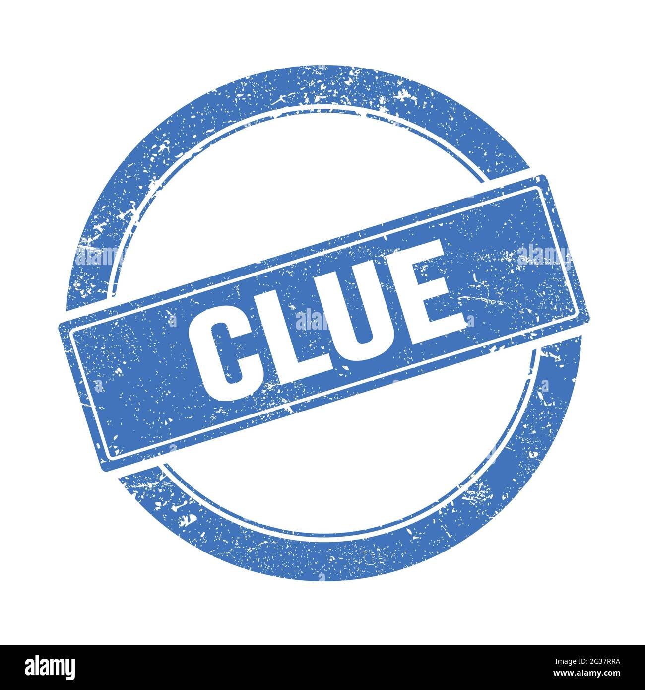 CLUE text on blue grungy round vintage stamp Stock Photo Alamy