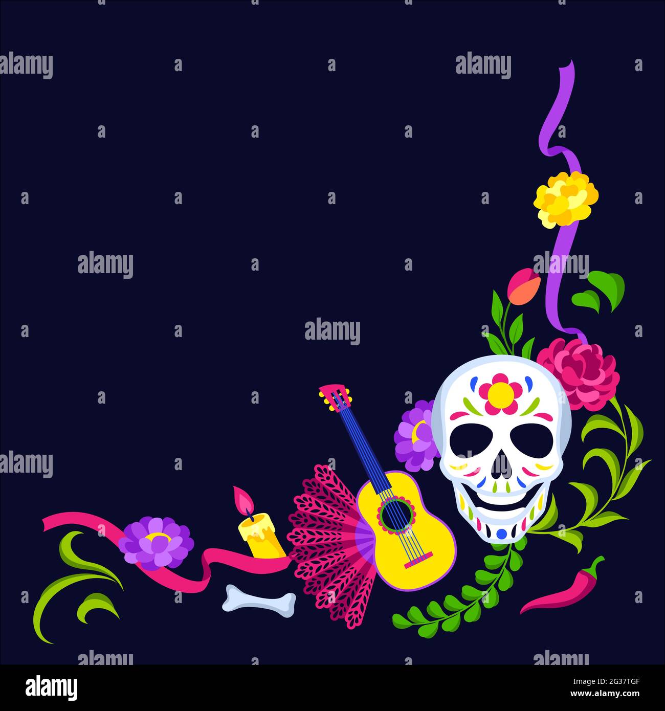 Day of the Dead decorative frame. Dia de los muertos. Mexican