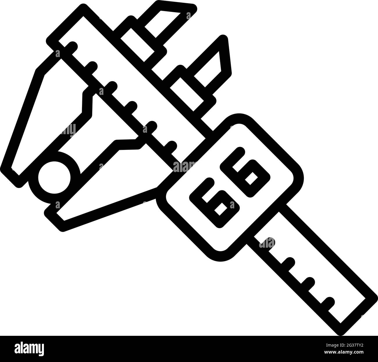 Digital micrometer metal icon. Outline Digital micrometer metal vector