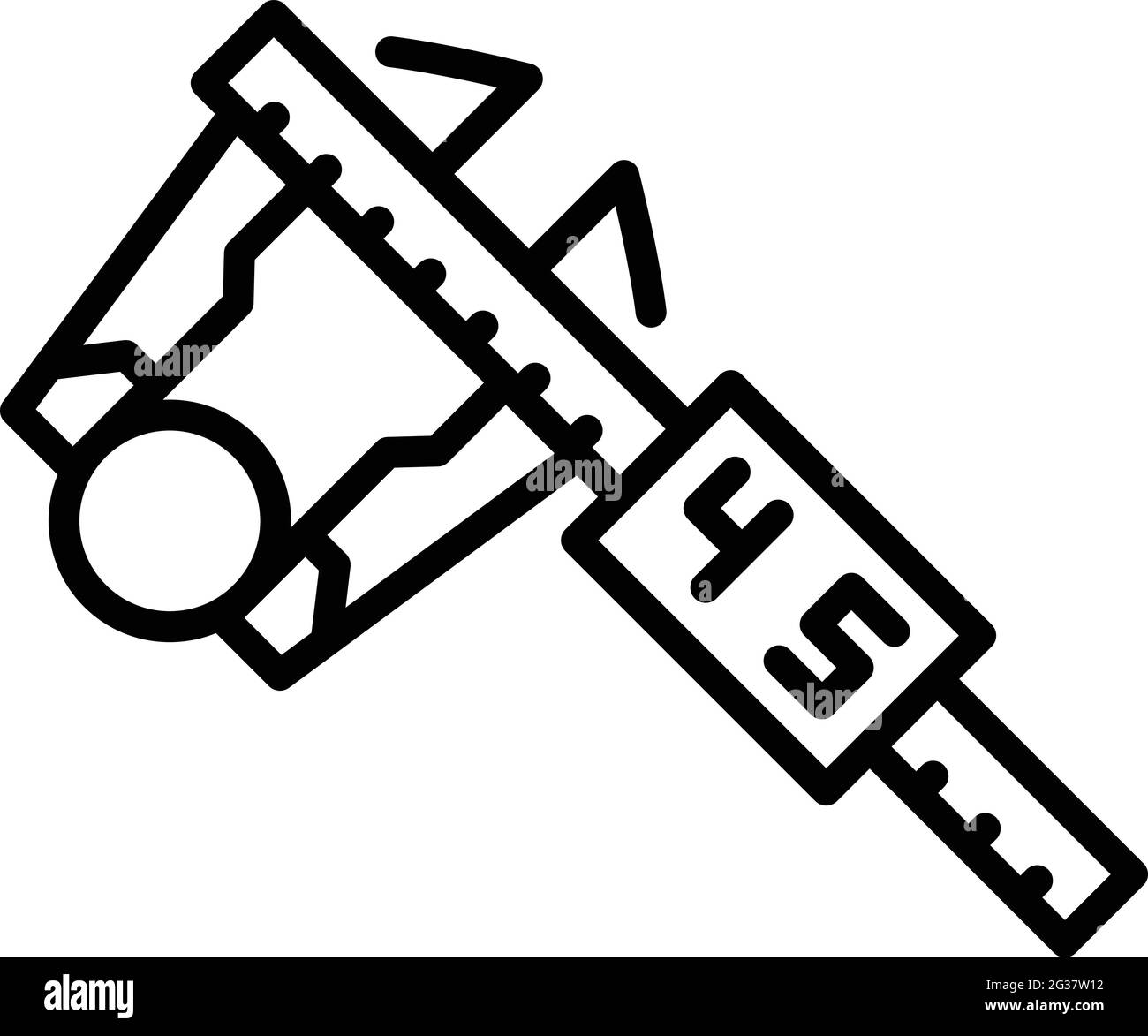 Digital micrometer measure icon. Outline Digital micrometer measure