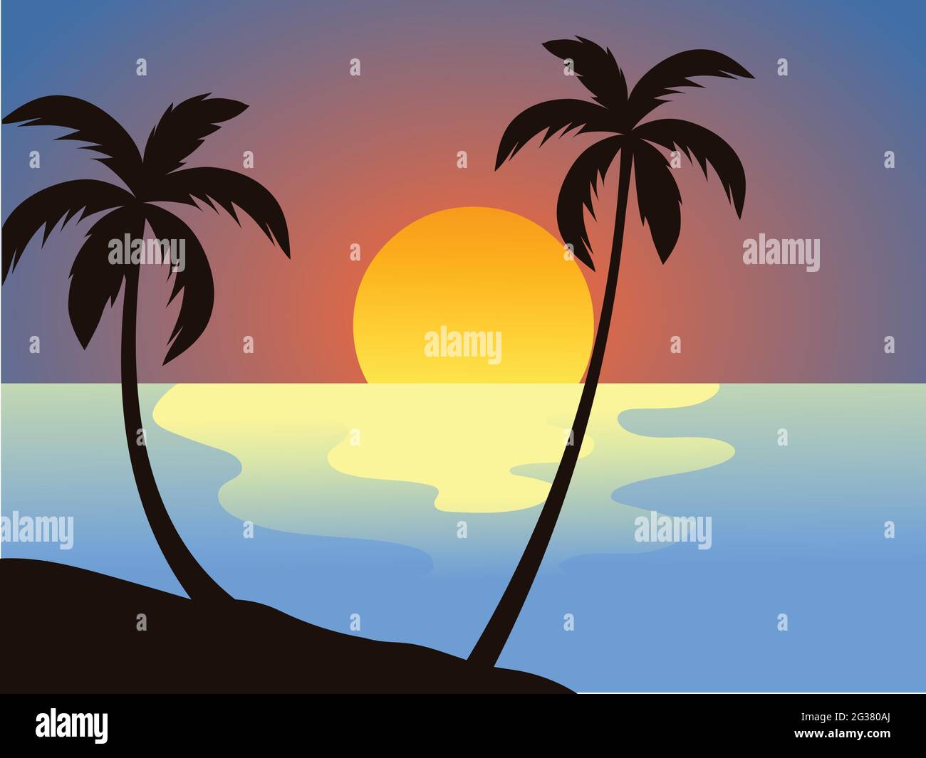 Sunset sunbeam on sea Stock Vector Images - Alamy