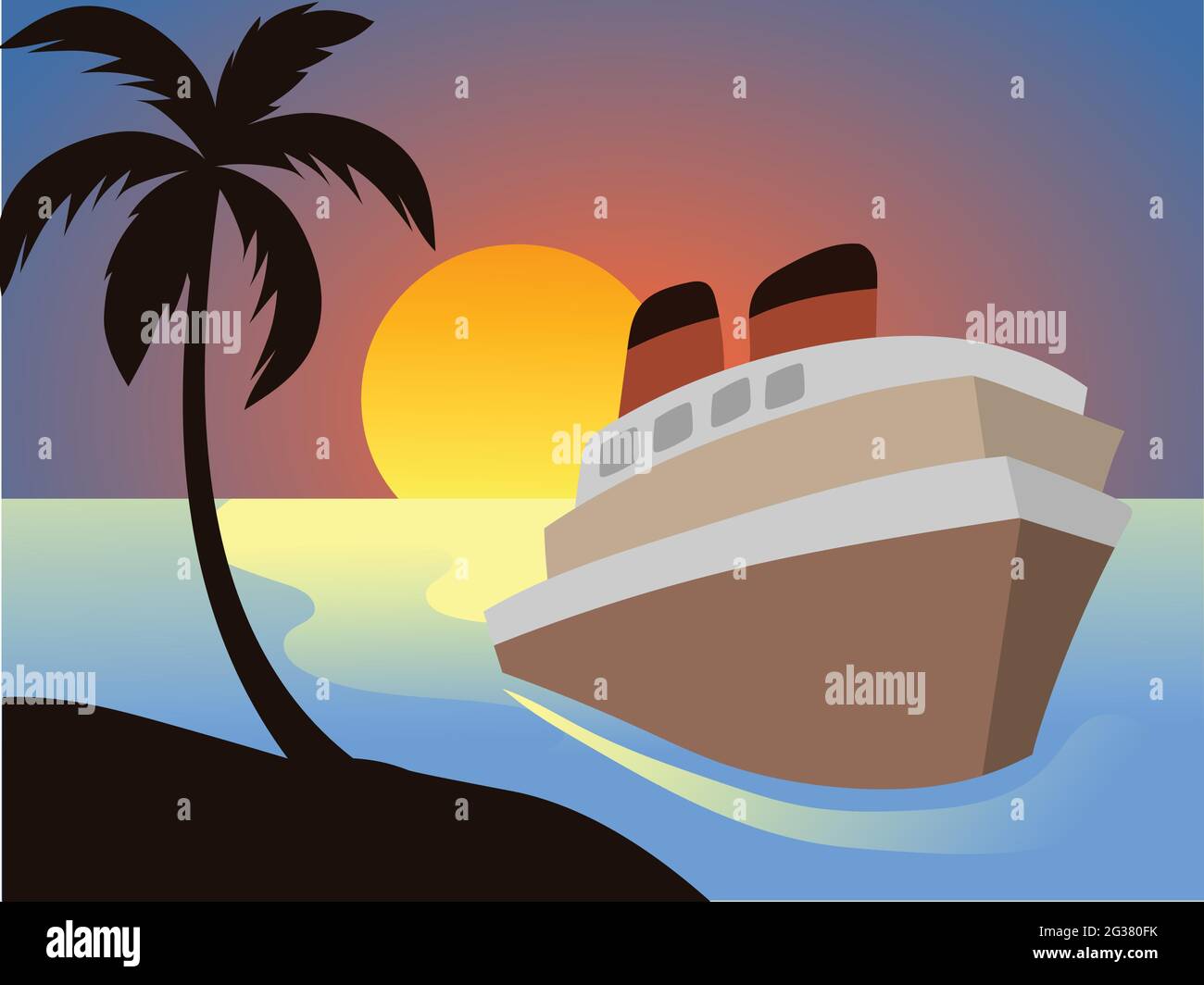 Cruise Ship in a Beach vector illustration Stock Vector Image & Art - Alamy