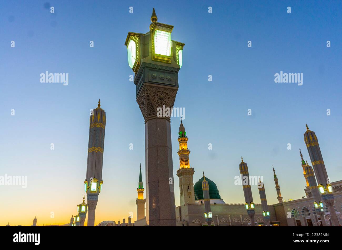 The Holy Prophet's Mosque (Masjid Nabawi) in Madinah, Saudi Arabia This is the second-holiest mosque in Islam. Stock Photo