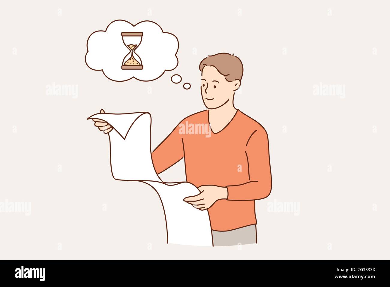 Successful time management in business concept. Young smiling