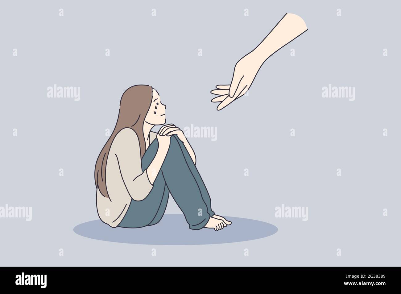 Psychotherapy psychological support concept. Young sad depressed woman ...