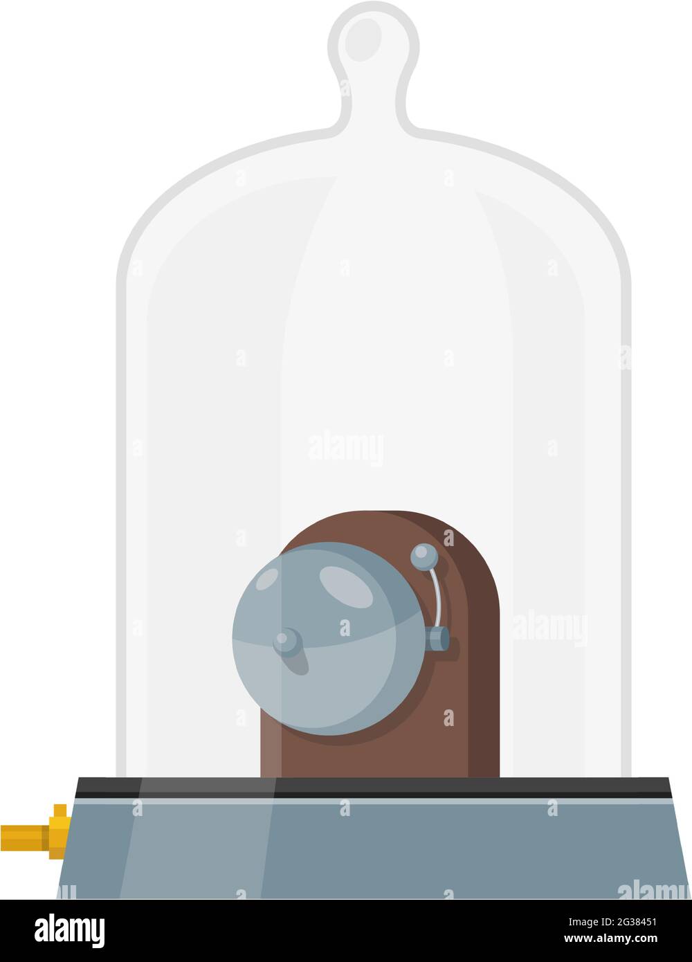 Vacuum plate with bell for physics experiment vector on white Stock