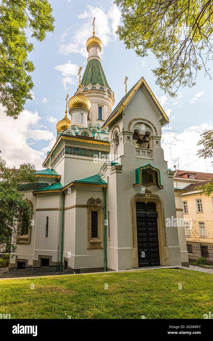 Russian Church 'Sveti Nikolay Mirlikiiski' in Sofia, Bulgaria Stock Photo