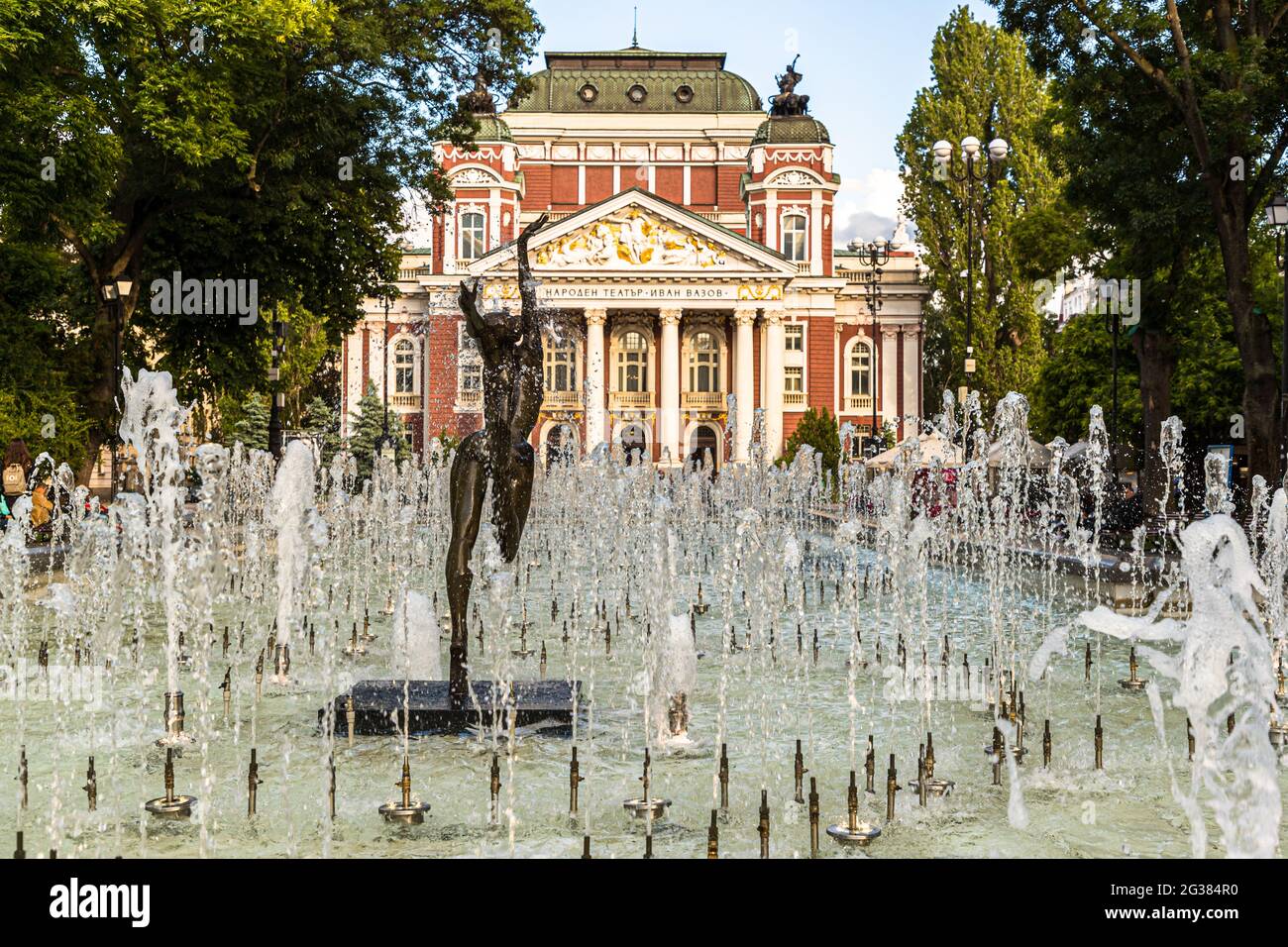 Fountain in front of the Ivan Vazov Theater in Sofia, Bulgaria Stock Photo