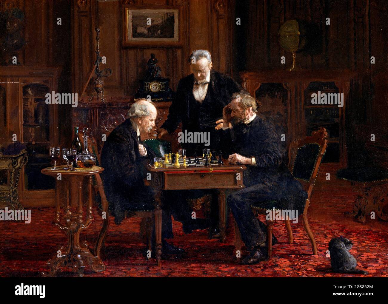 The Chess Players by Thomas Eakins (1844-1916), oil on wood, 1876 Stock Photo