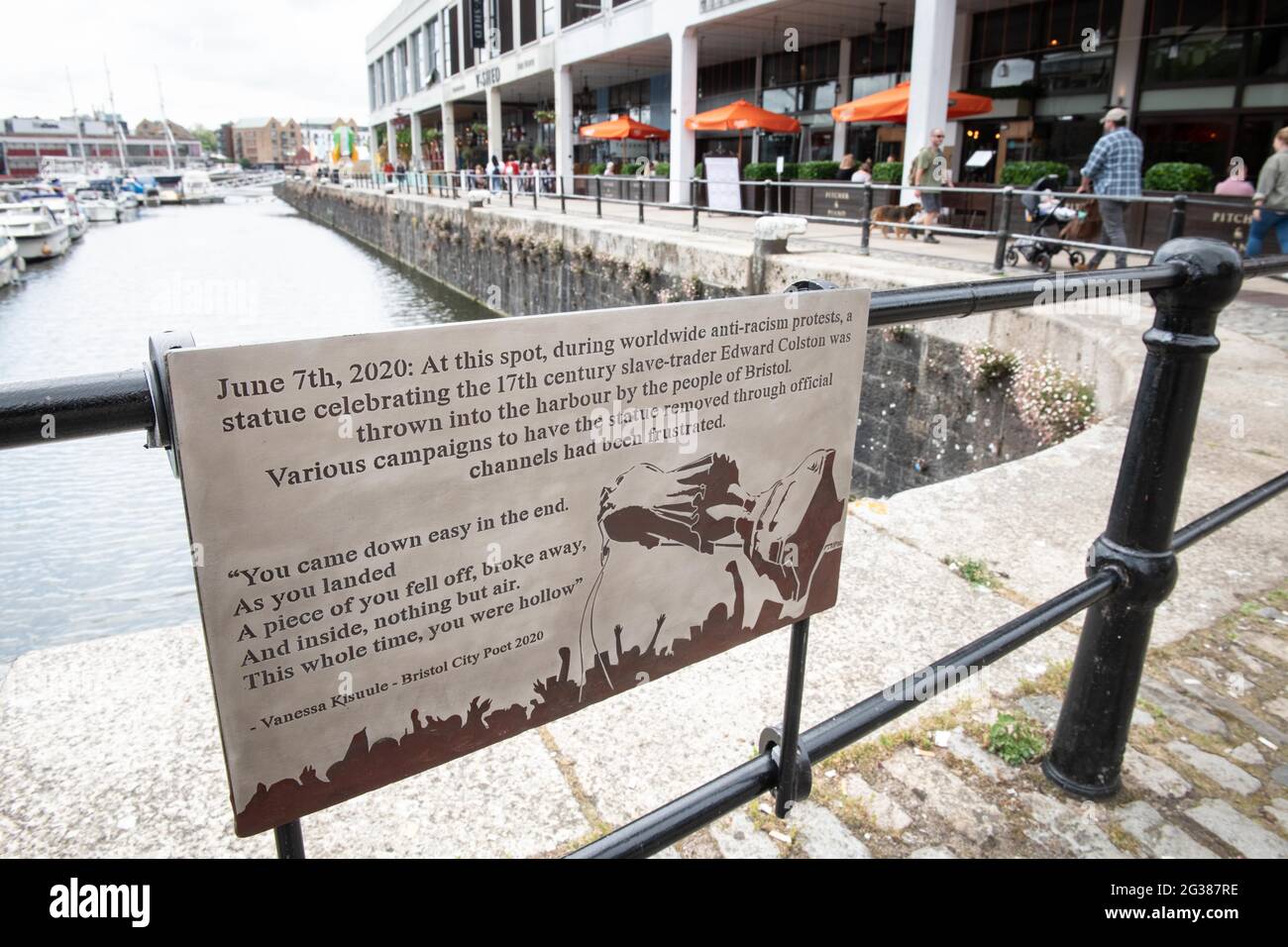 Bristol, UK. 7th June 2021. An unofficial plaque has been erected