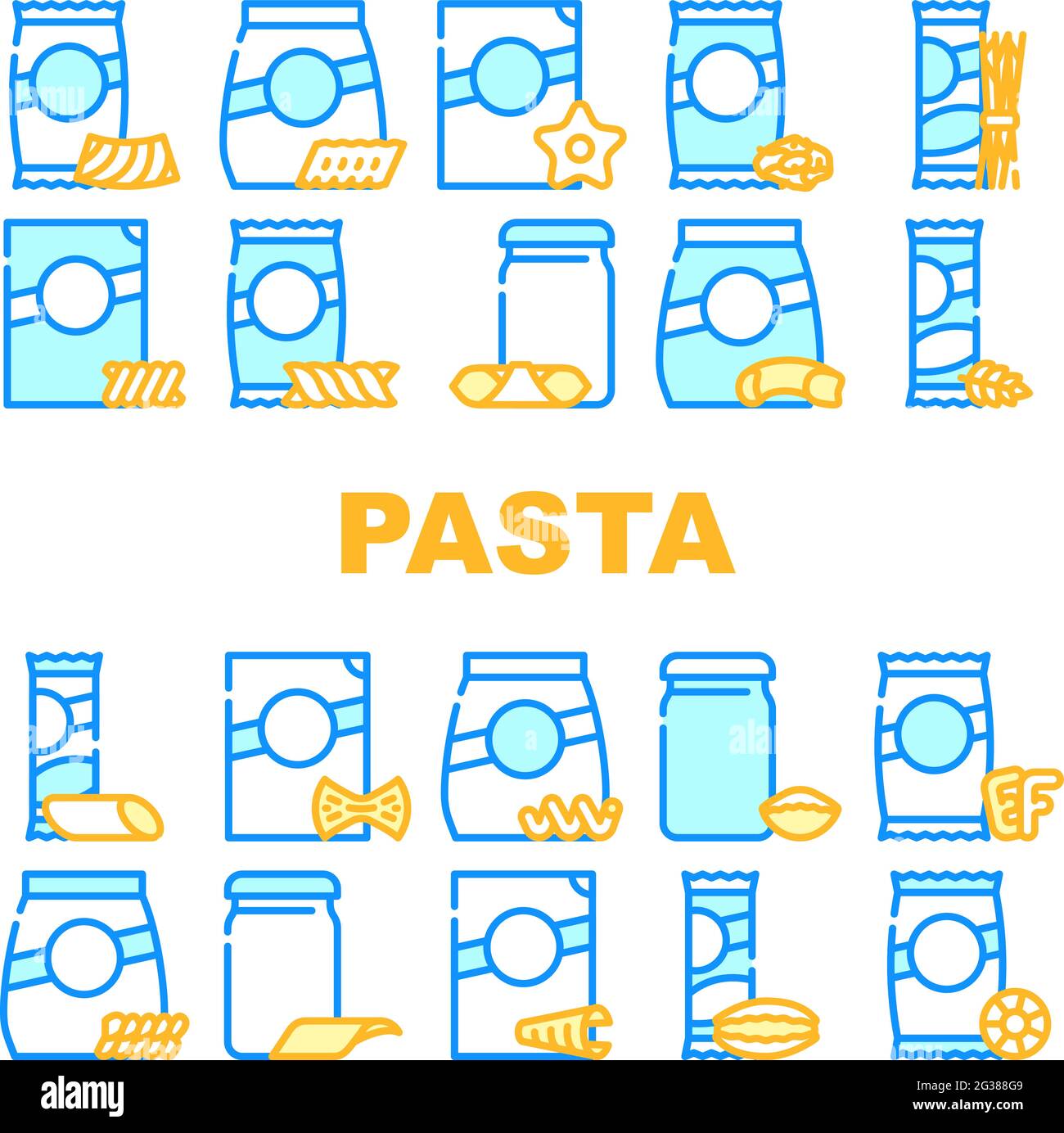 Pasta Food Package Collection Icons Set Vector Stock Vector