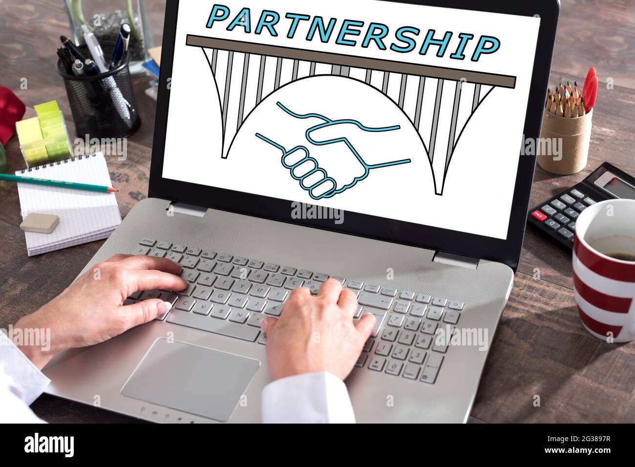 Partnership concept shown on a laptop screen Stock Photo