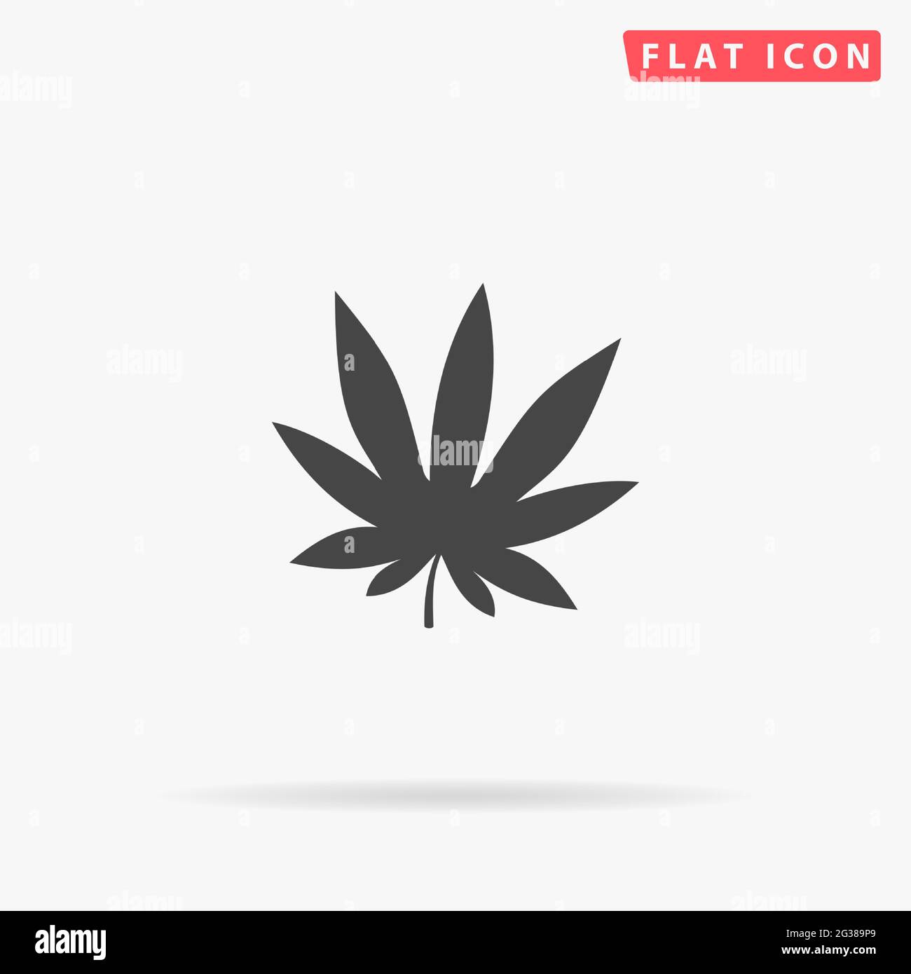 Marijuana cannabis flat vector icon. Hand drawn style design illustrations. Stock Vector