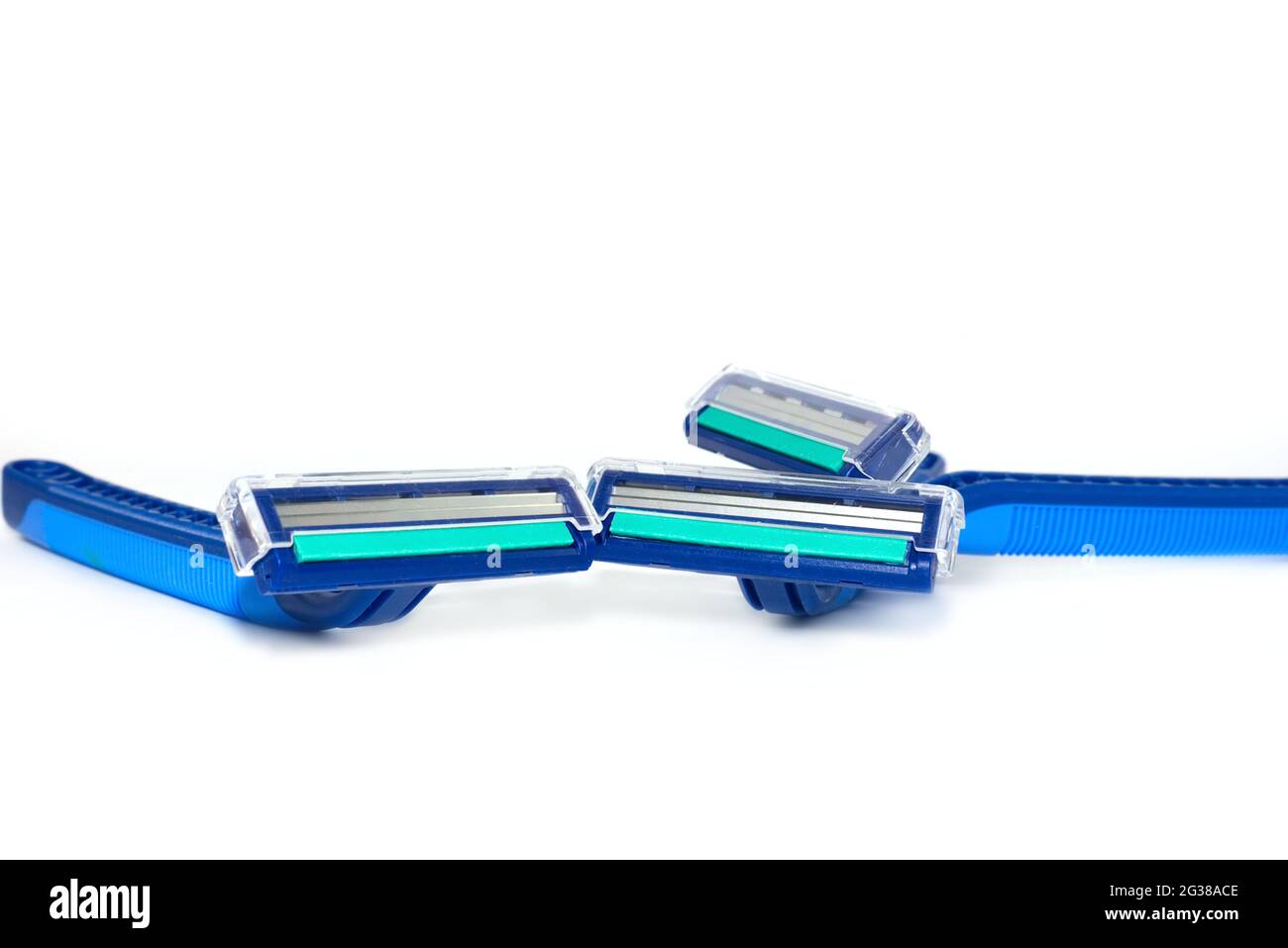 Blue men razor. Studio shot isolated on white background. Stock Photo
