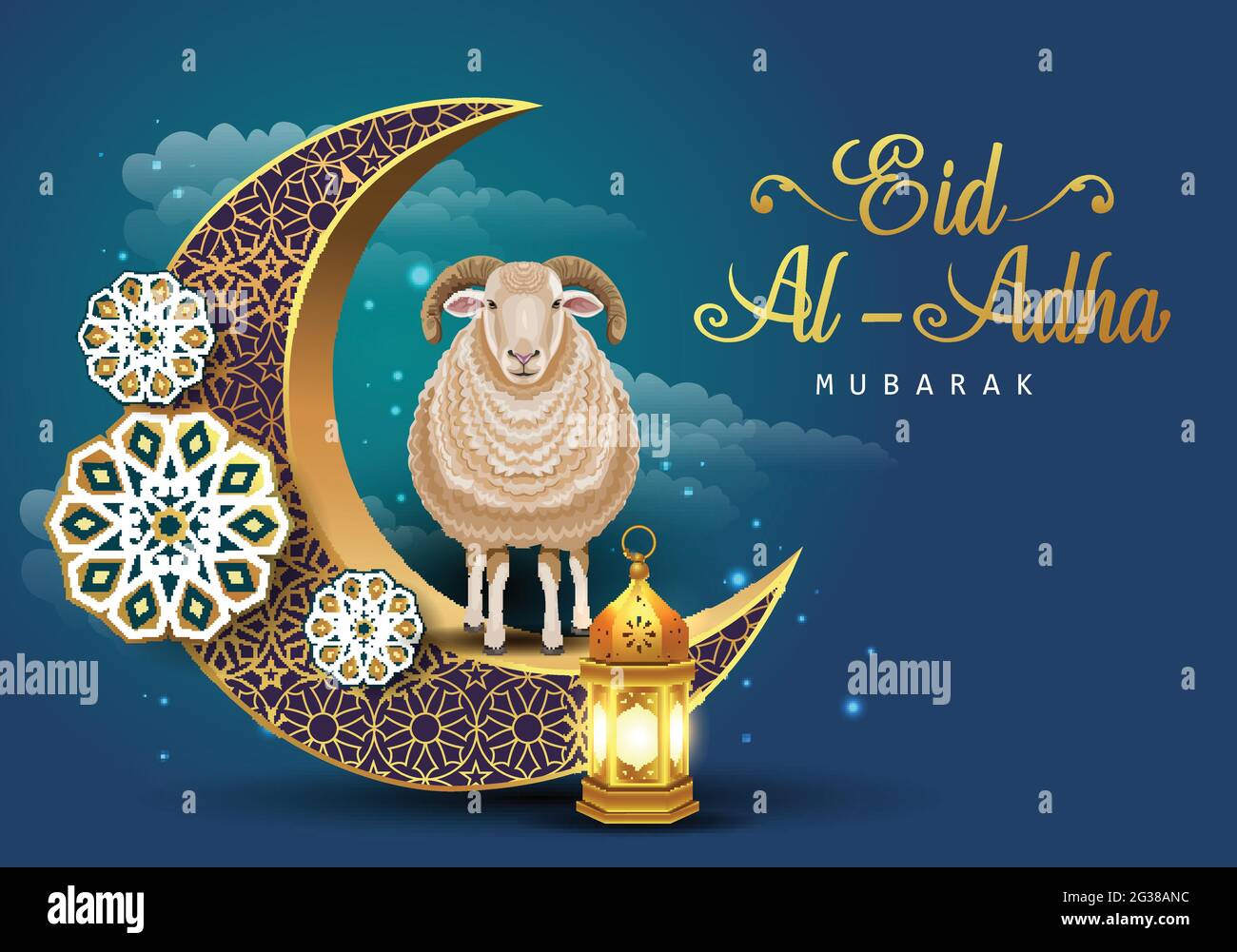 Eid Mubarak for the celebration of Muslim community festival Eid Al