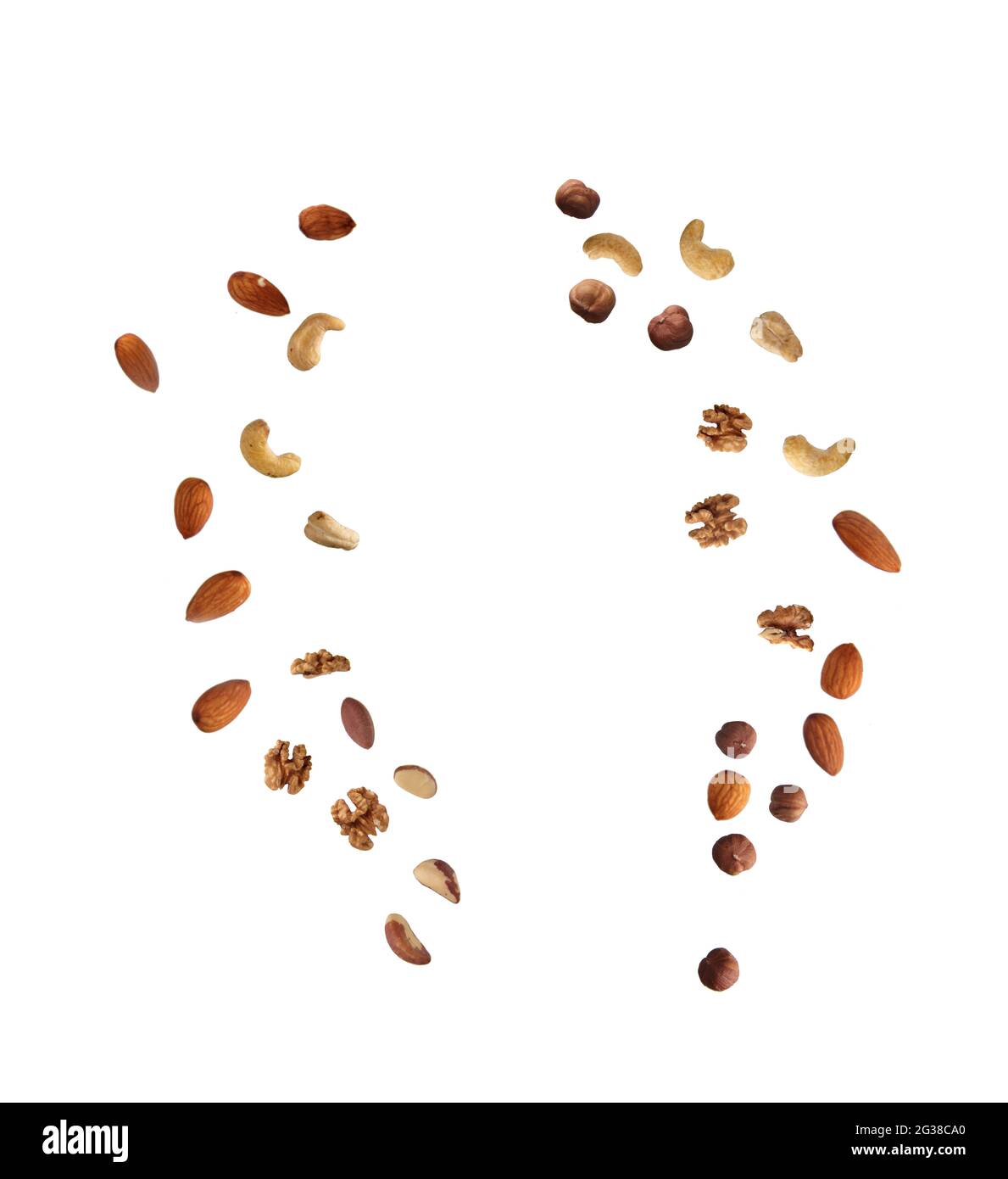 frame from flying nuts isolated on white background. Image contains ...