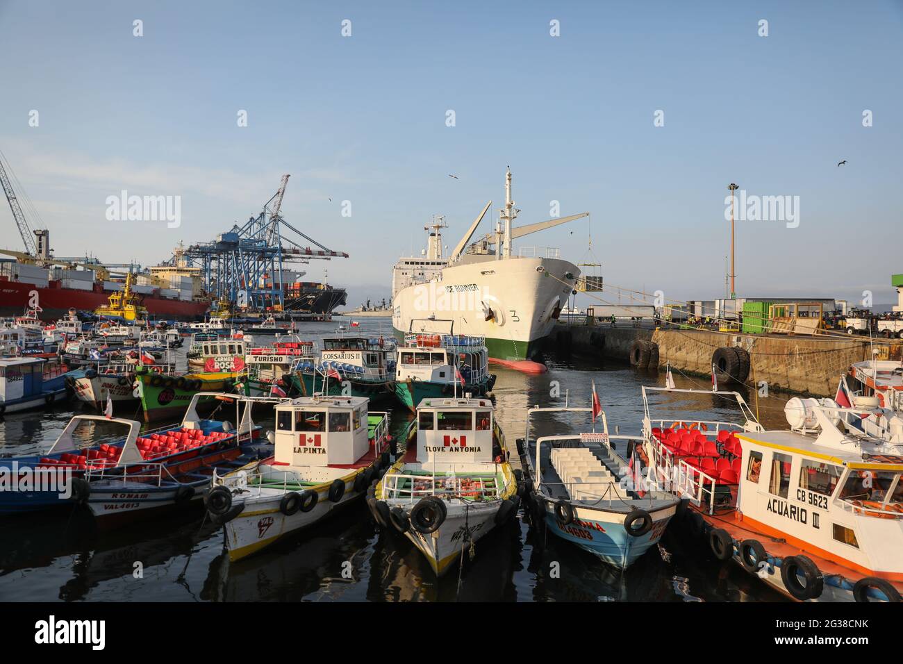 Harbor ships in Valparaiso Chile Stock Photo