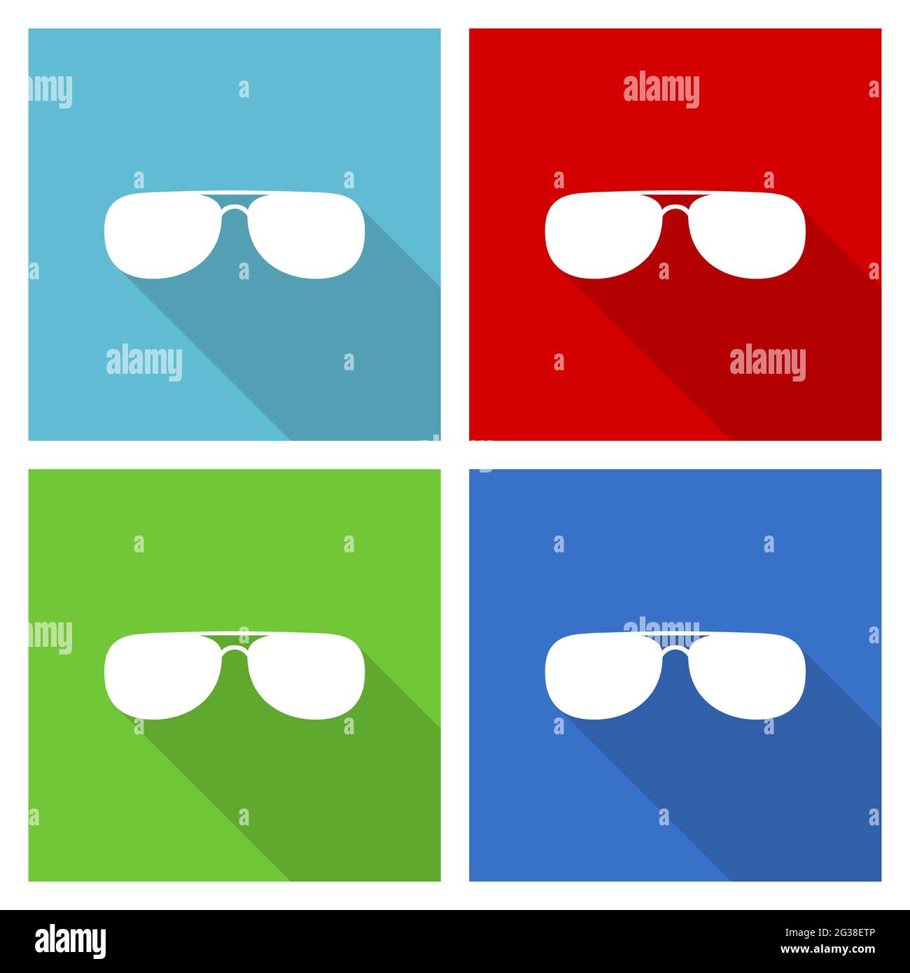 Sun glasses, sunglasses vector illustration, set of simple editable icons in 4 color options Stock Vector