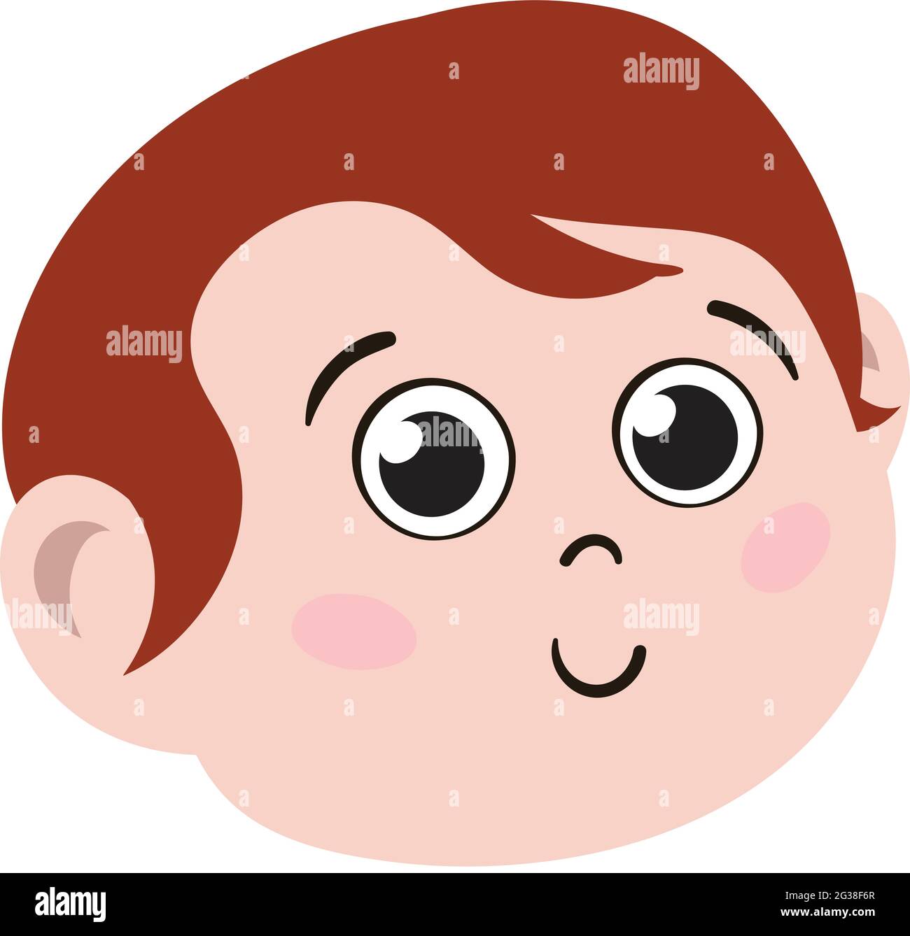 Cute Redhead kid Face. Cute and Adorable Boy Child with Red hair. Cute Face with Innocent Expressions looking Happy. Smiling Face. Happy Face. Stock Vector