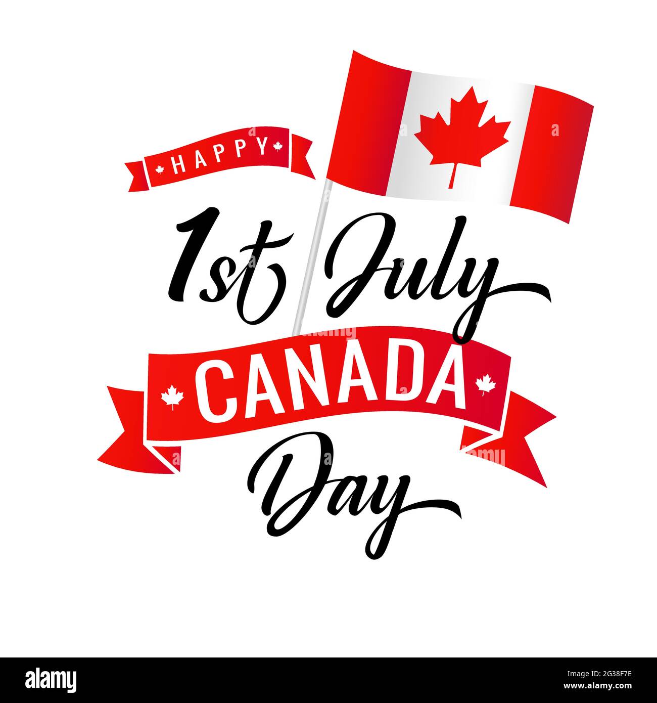 Happy Canada Day square banner. Isolated abstract graphic design template.  Red, black, white colors. Calligraphic brush style lettering. Decorative ca  Stock Vector Image & Art - Alamy