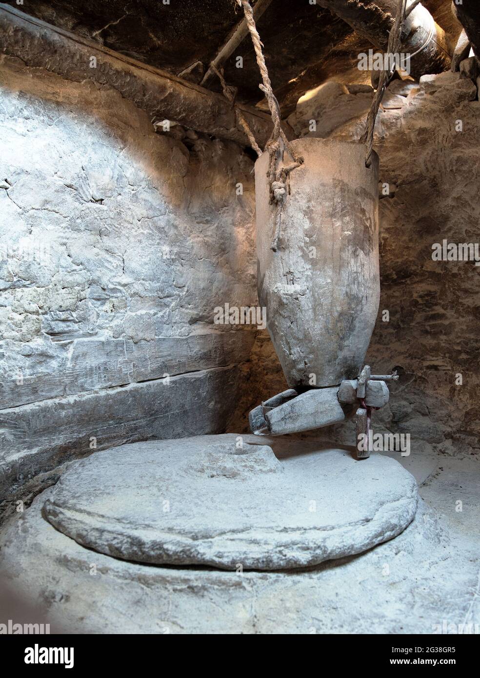 primitive flourmill in Nepal Stock Photo