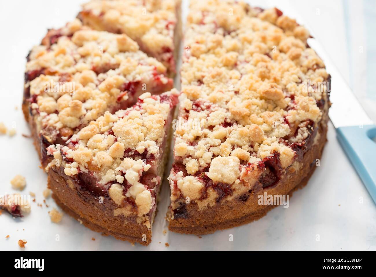 Strawberry yoghurt cake with crumble Stock Photo Alamy