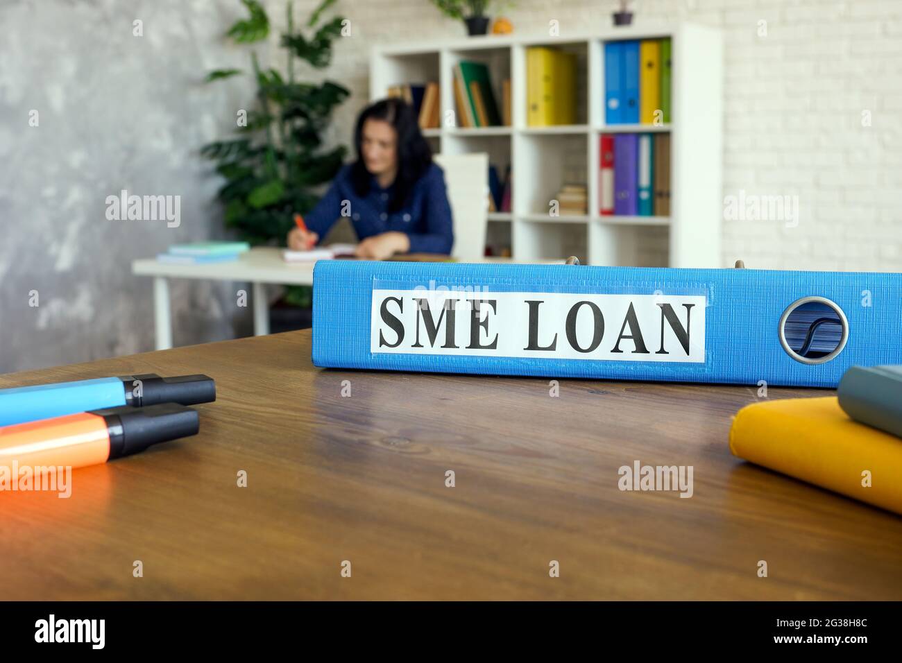 Folder with Small Medium Enterprises SME loan documents. Stock Photo