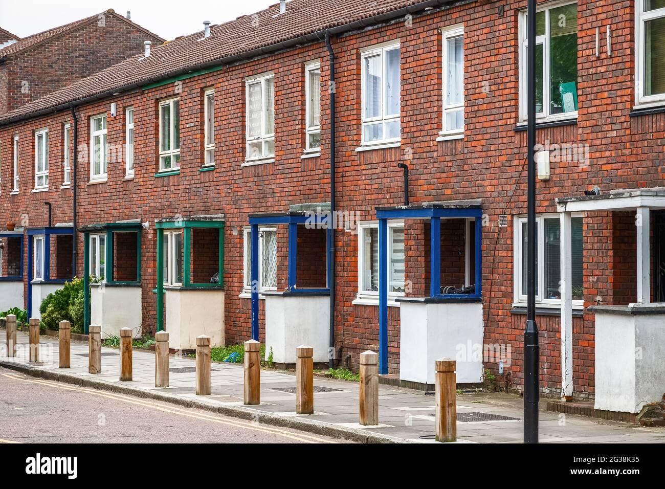 Council terrace houses around Hackney in London Stock Photo