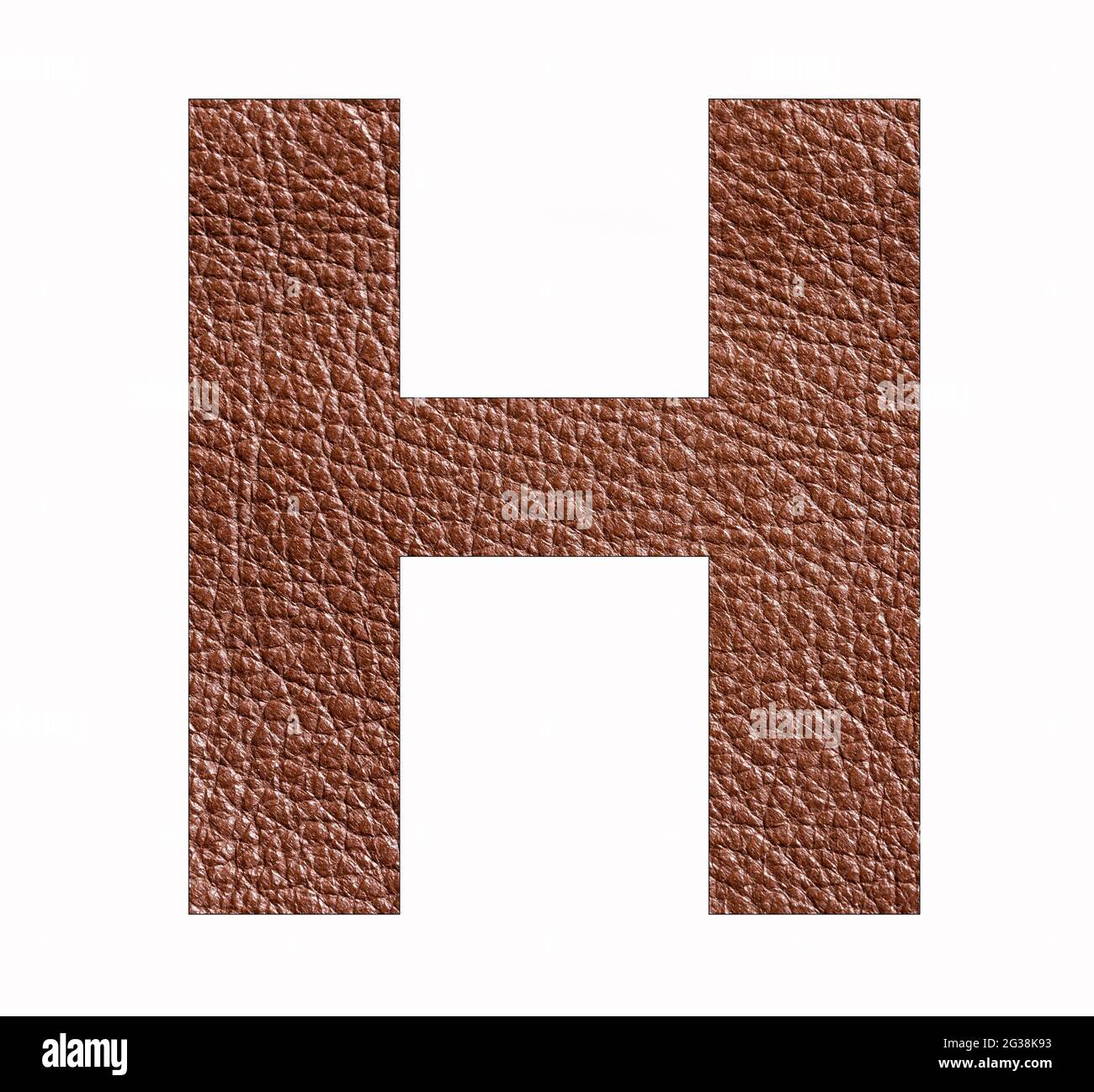 H uppercase alphabet letter - Brown leather texture background Stock ...