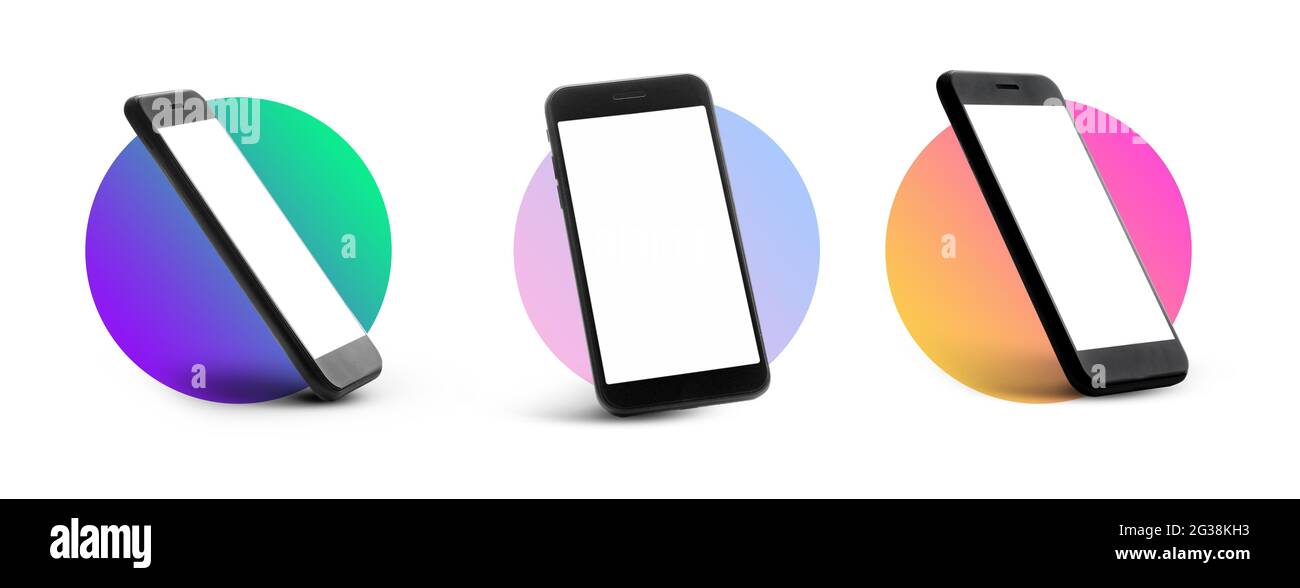 Mobile phones with blank screens on white background Stock Photo - Alamy