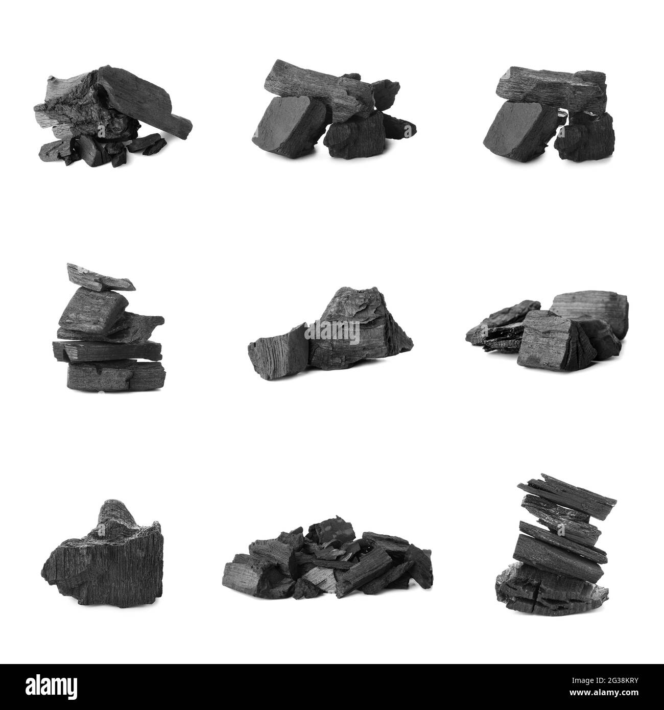 Char coal on white background Stock Photo Alamy