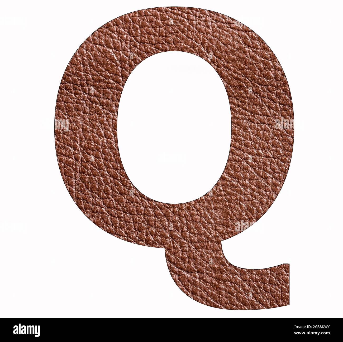 Q uppercase alphabet letter Brown leather texture background Stock