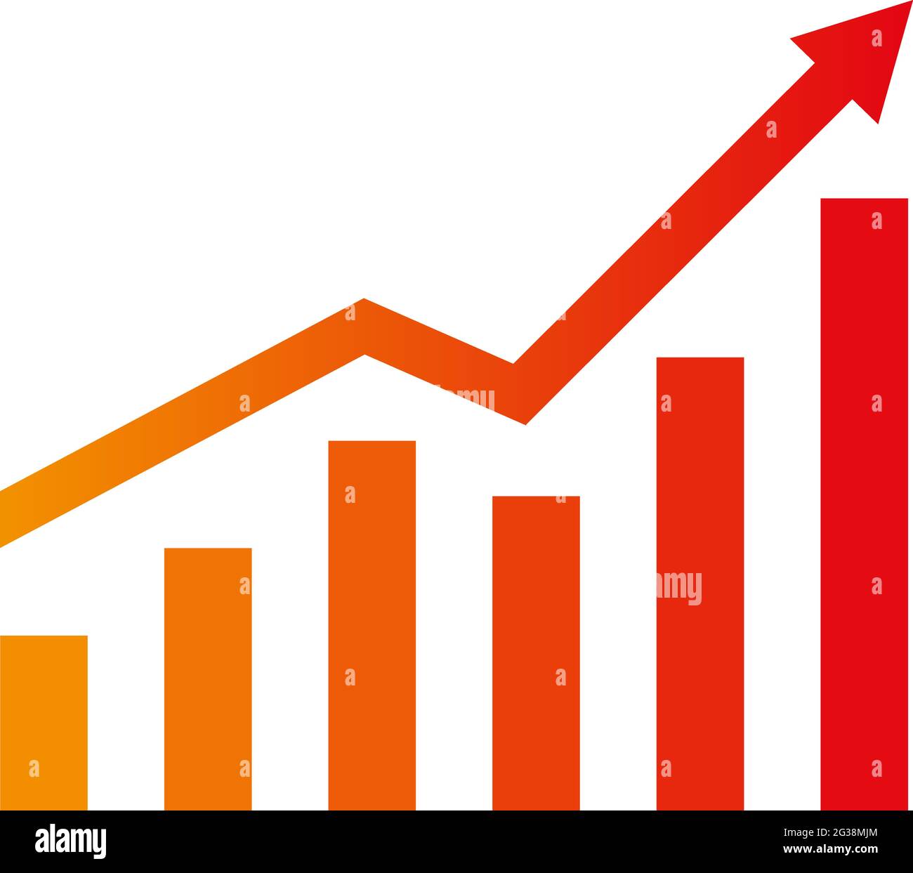 Graph with increase report. Diagram with rise and gain progress. Vector ...