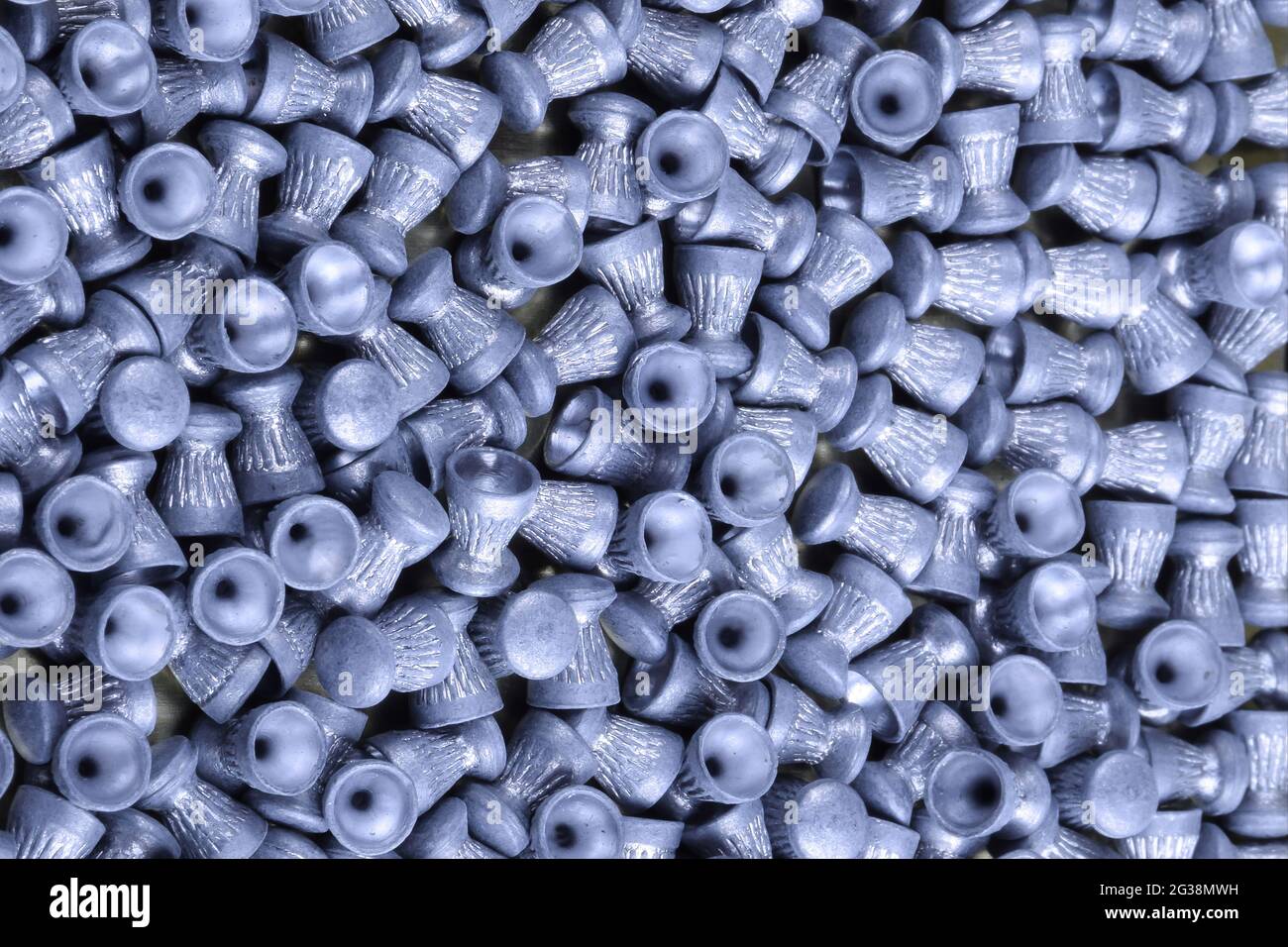 A lot of lead pellets for an air rifle for the whole frame, close-up Stock Photo