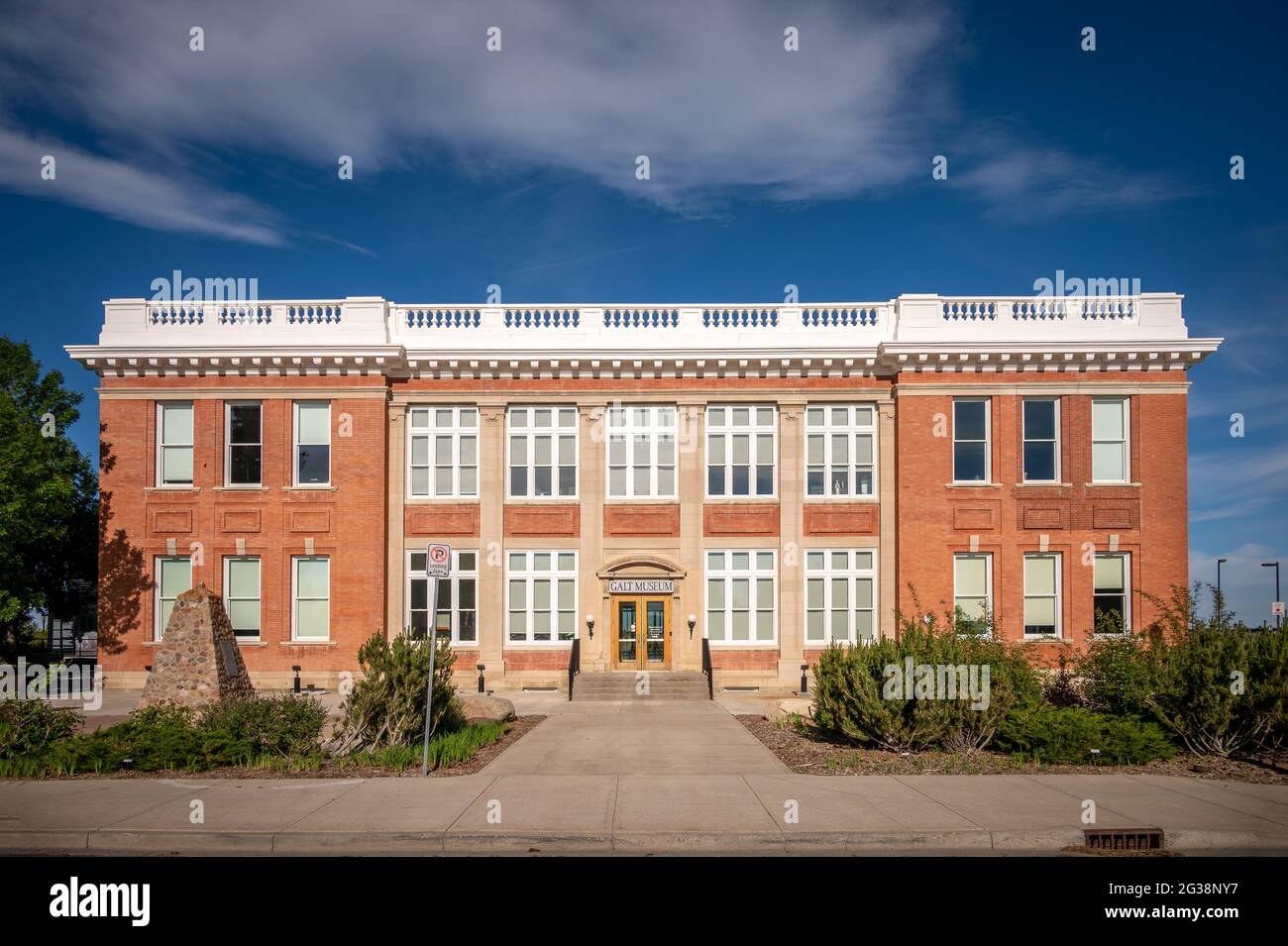 Lethbridge, Alberta - June 13, 2021: The exterior facade and grounds of the Galt Museum in Lethbridge. Stock Photo