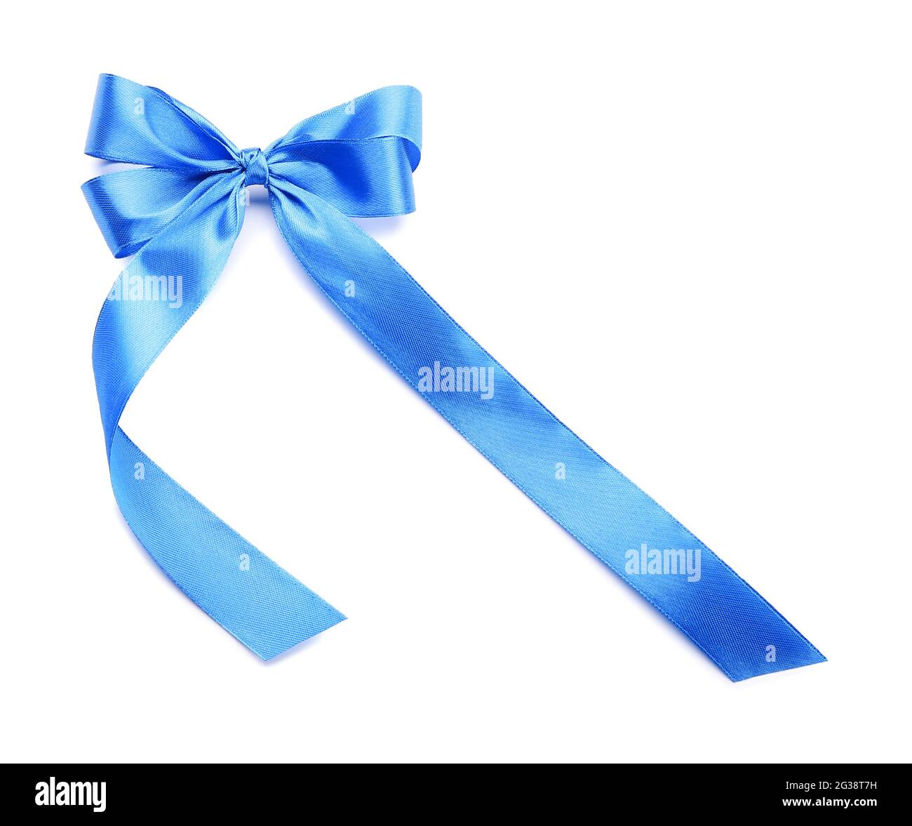 Beautiful bow made from blue ribbon on white background Stock Photo - Alamy