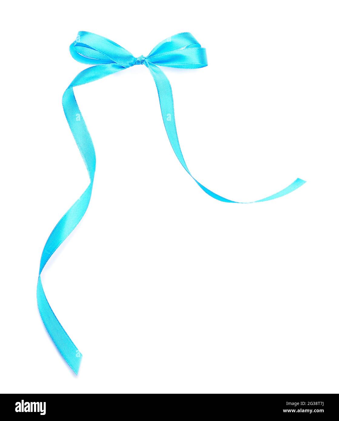Beautiful bow made from blue ribbon on white background Stock Photo - Alamy