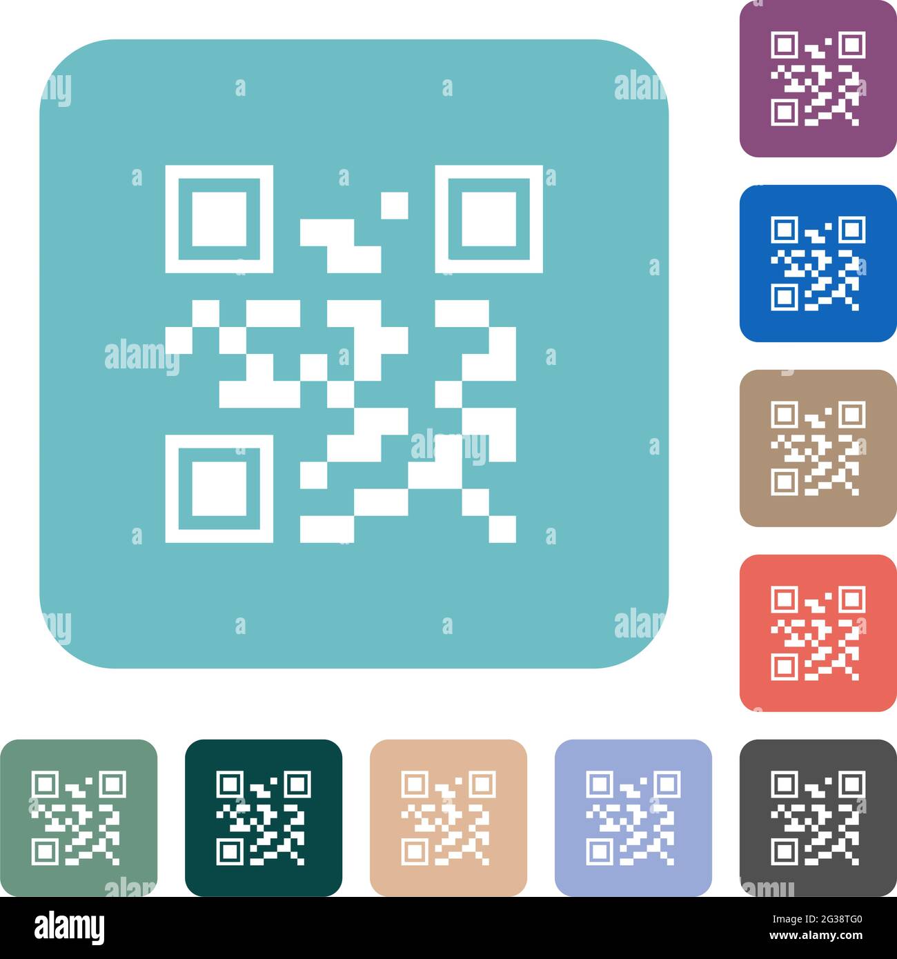 QR code white flat icons on color rounded square backgrounds Stock Vector