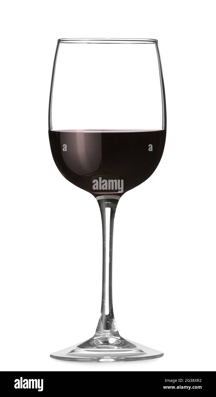 Glass of red wine on white background Stock Photo - Alamy