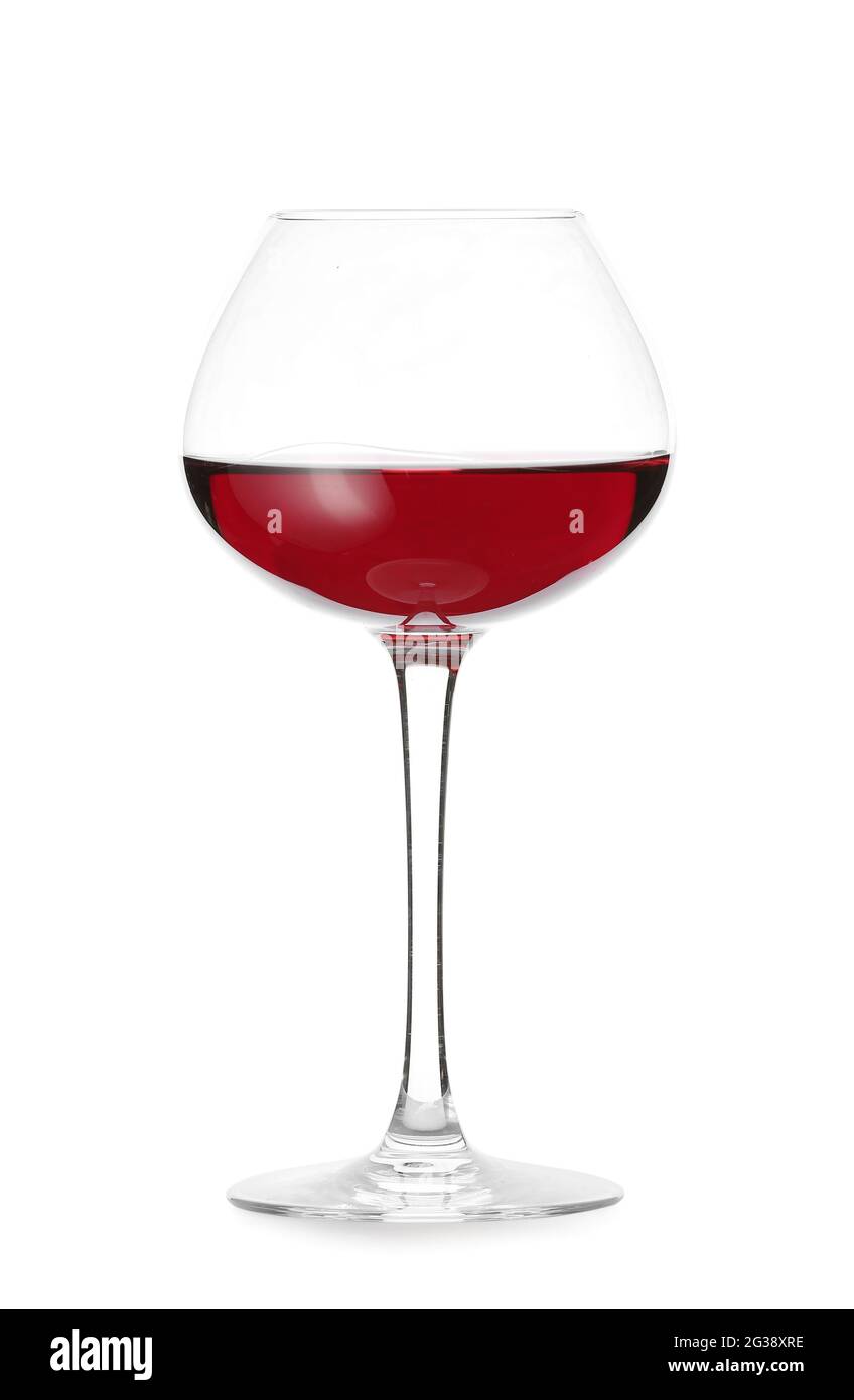 Glass of red wine on white background Stock Photo - Alamy