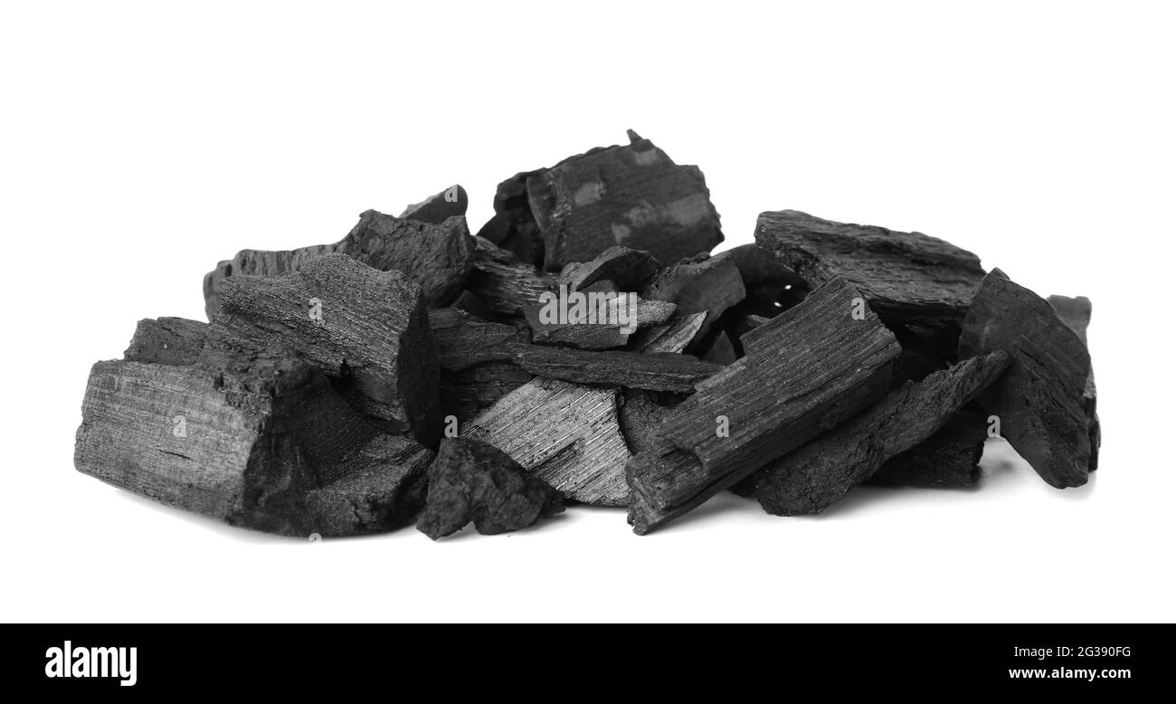 Char coal on white background Stock Photo Alamy