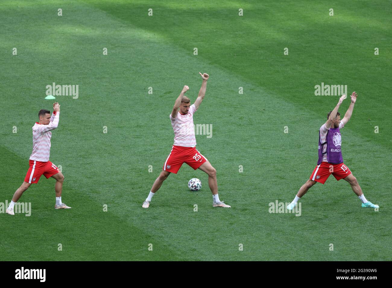 Saint Petersburg, Russia. 14th June, 2021. Maciej Rybus (13) of Slovakia warms up before the European championship EURO 2020 between Poland and Slovakia at Gazprom Arena.(Final Score; Poland 1:2 Slovakia). Credit: SOPA Images Limited/Alamy Live News Stock Photo