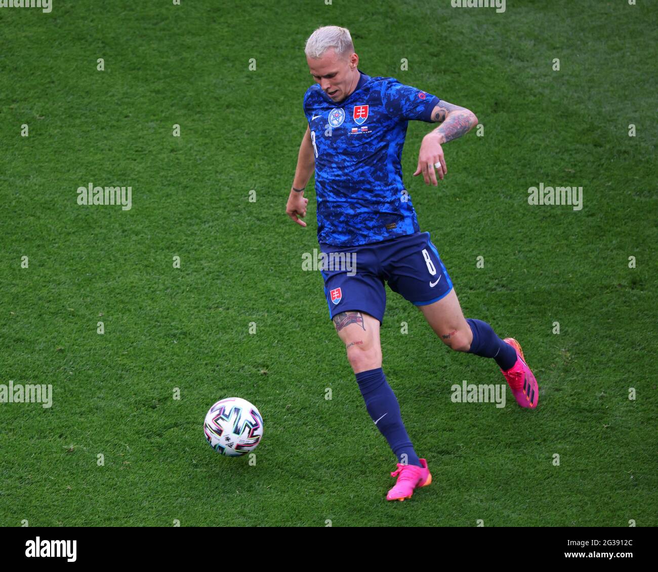 Saint Petersburg, Russia. 14th June, 2021. Ondrej Duda of Slovakia seen in action during the European championship EURO 2020 between Poland and Slovakia at Gazprom Arena.(Final Score; Poland 1:2 Slovakia). Credit: SOPA Images Limited/Alamy Live News Stock Photo