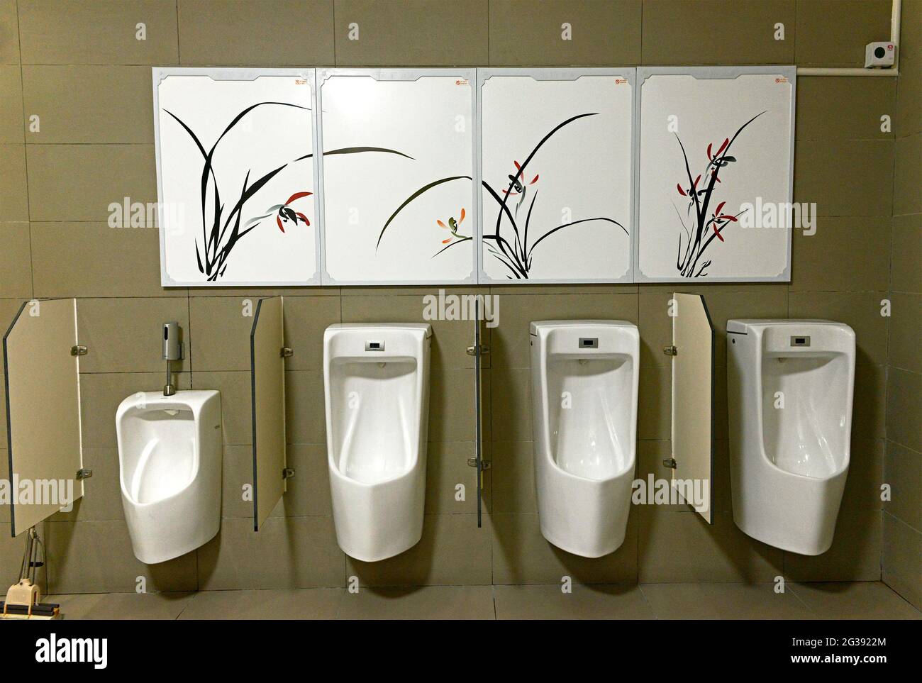 Modern and clean gents urinals at Weihai North railway station in