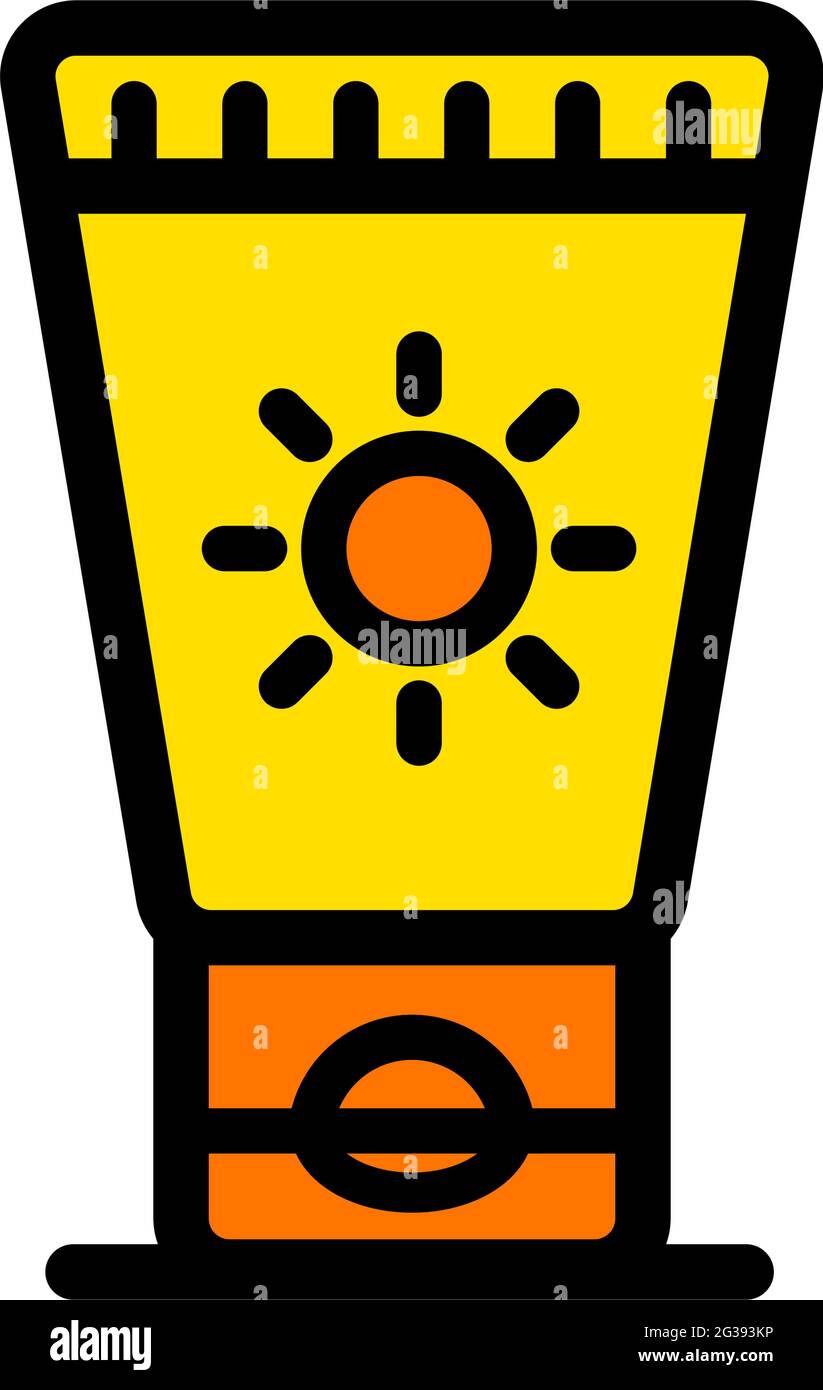 Sun cream color flat icon. Sunblock vector icon in simple style for web ...