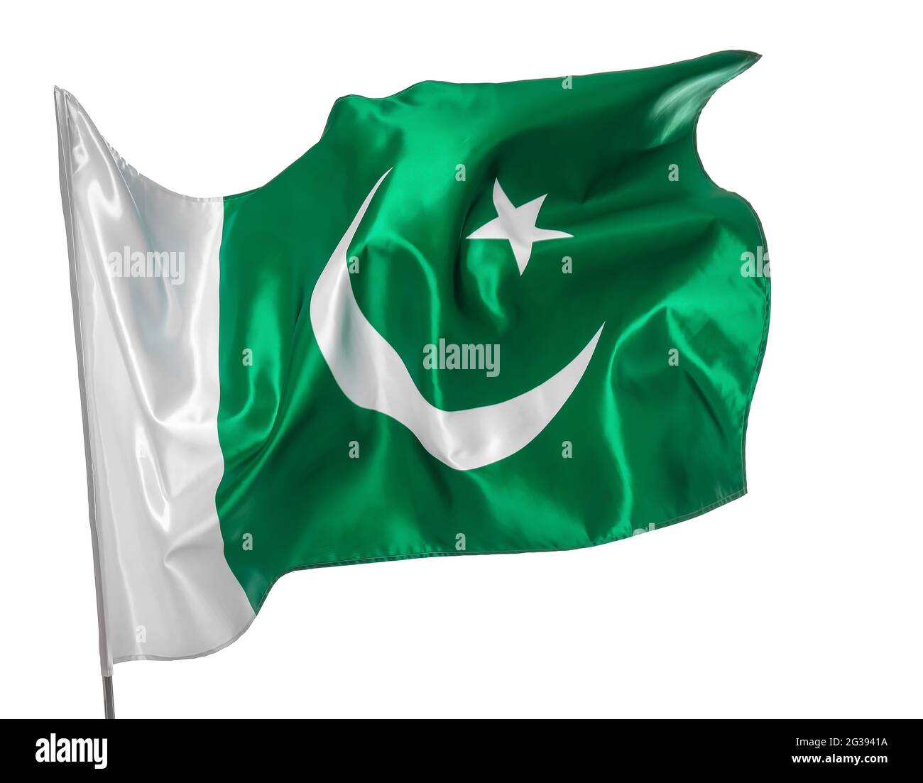 Pakistan flag on white background Stock Photo - Alamy