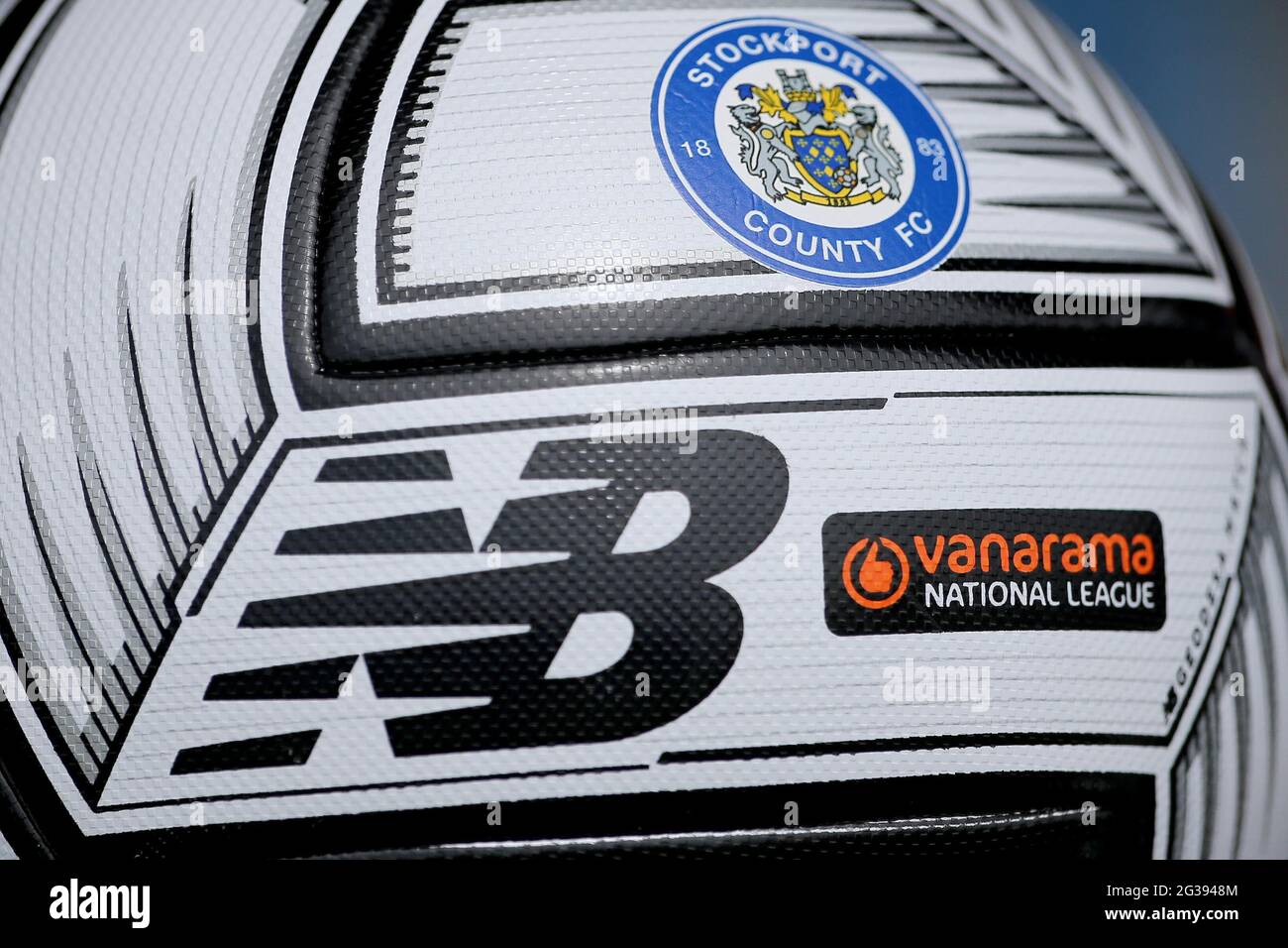 STOCKPORT, UK. JUNE 13TH A general view of the match ball during the Vanarama National League match between Stockport County and Hartlepool United at the Edgeley Park Stadium, Stockport on Sunday 13th June 2021. (Credit: Mark Fletcher | MI News) Credit: MI News & Sport /Alamy Live News Stock Photo